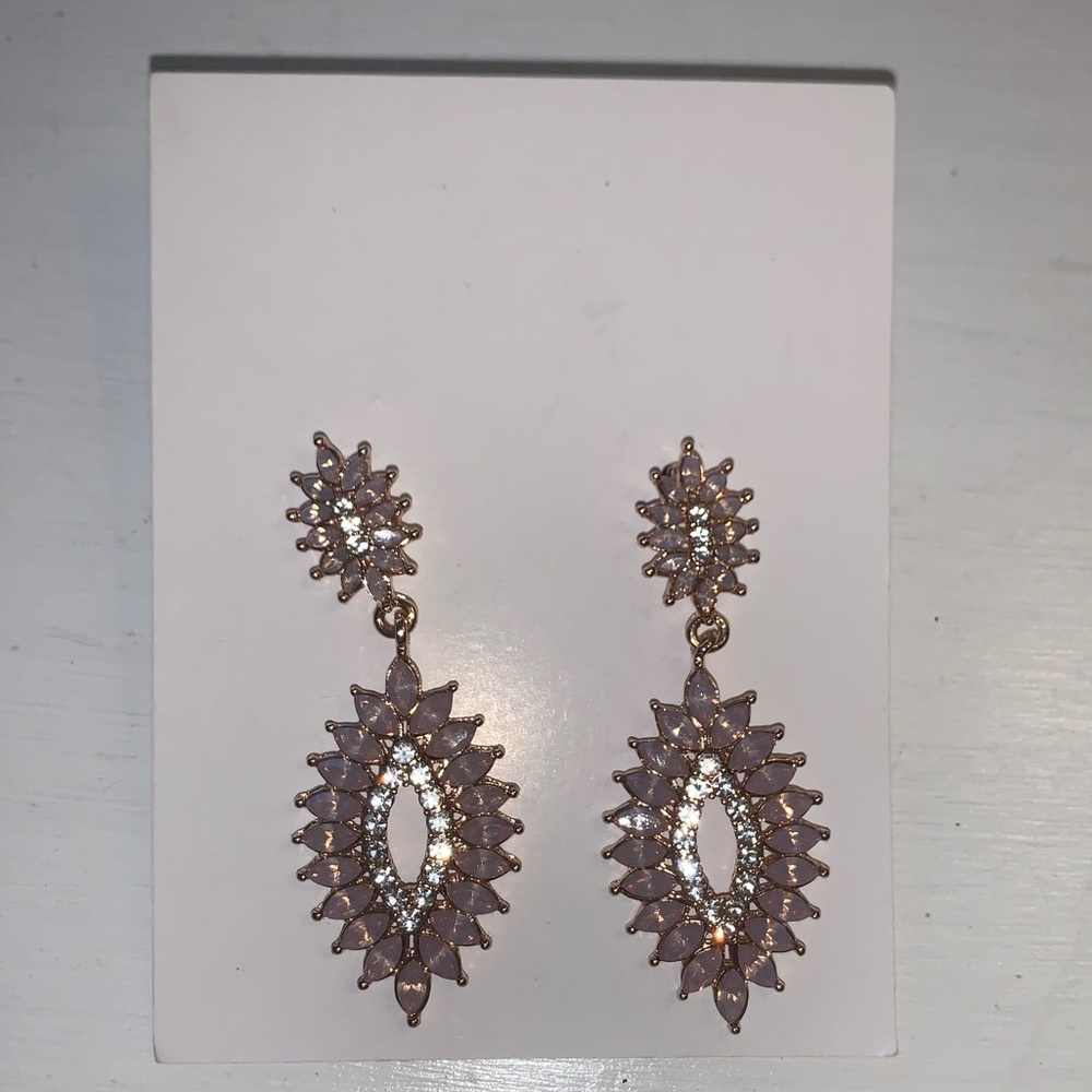 Light pink and diamond geometric earrings
